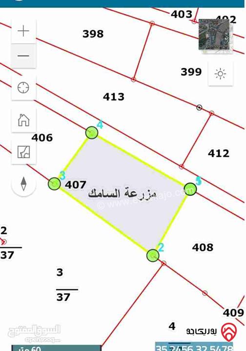 قطعة أرض مساحة 3600م للبيع في عمان - ام البساتين خلف جامعة الزيتونة خمس دقائق تقريبا مفروزة بقوشان مستقل 