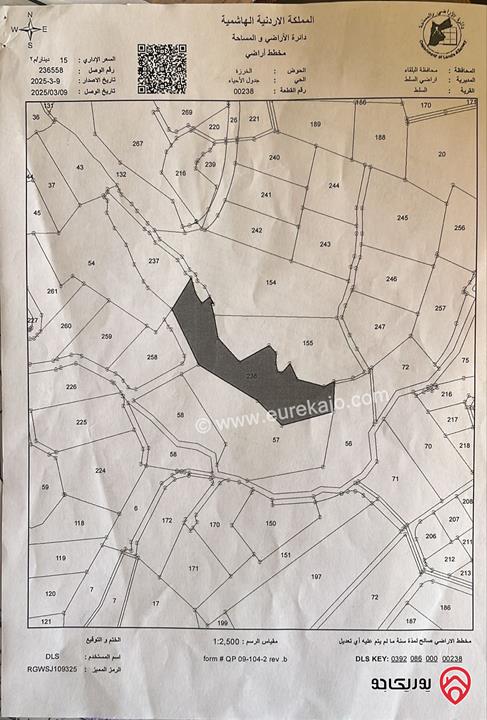 قطعة أرض زراعي مساحة 8 دونم و 830م للبيع في السلط - المغاريب 