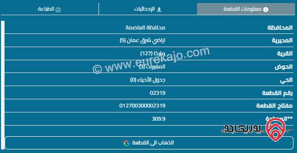 قطعة ارض مساحة 310م للبيع في ماركا حوض لمغيرات اسكان القضاه تنظيم سكن د قوشان مستقل متوفر كافة الخدمات وتم فتح الشوارع 