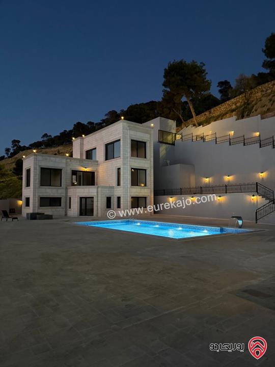 ڤيلا فاخرة مساحة 800م على أرض 3400م للبيع أو للإيجار في السلط بإطلالة على الغرب