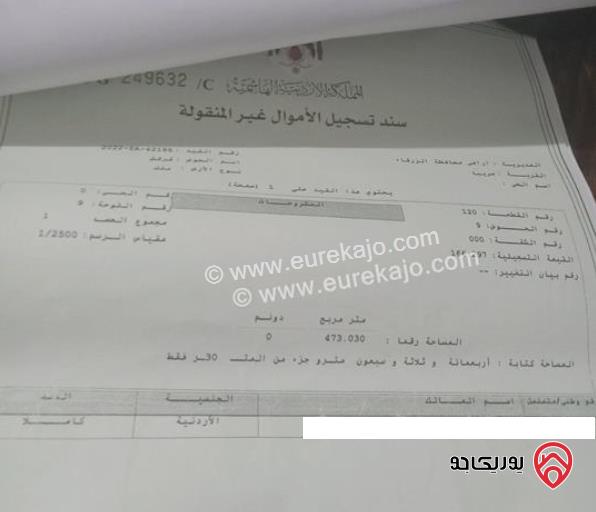 قطعة أرض مساحة 476م للبيع في الزرقاء - منطقة المدينة المنوّرة – موقع راقٍ ومناسب لبناء فيلا او اسكان