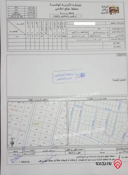 أرض مساحة 1 دونم للبيع في عمان - المقابلين