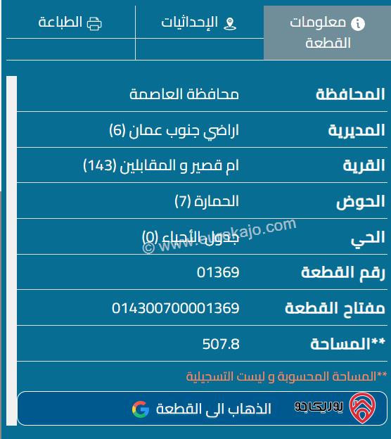 قطعة أرض مساحة 508م للبيع في المقابلين	