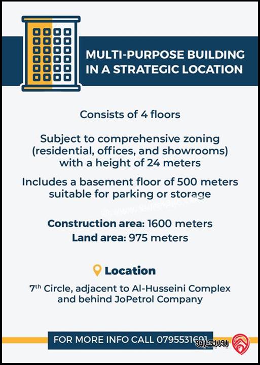 عمارة استثمارية مكونة من 4 طوابق على أرض 975م للبيع في عمان - السابع