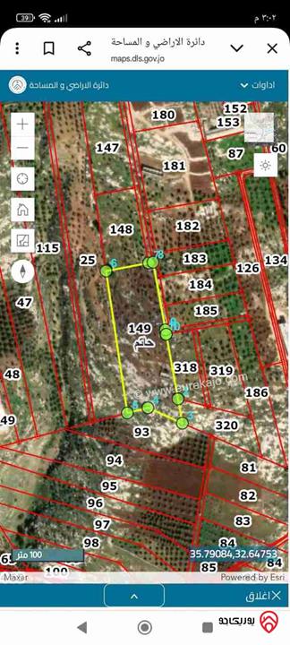 قطعة ارض زراعية مساحة 13 دونم و 958م للبيع في اربد بني كنانة قرية حاتم