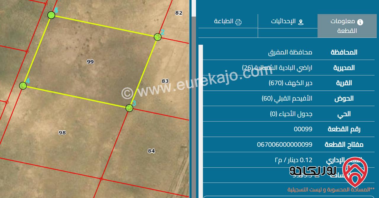 مجموعة اراضي مساحة 10 دونم كل قطعة للبيع في المفرق - أراضي البادية الشمالية