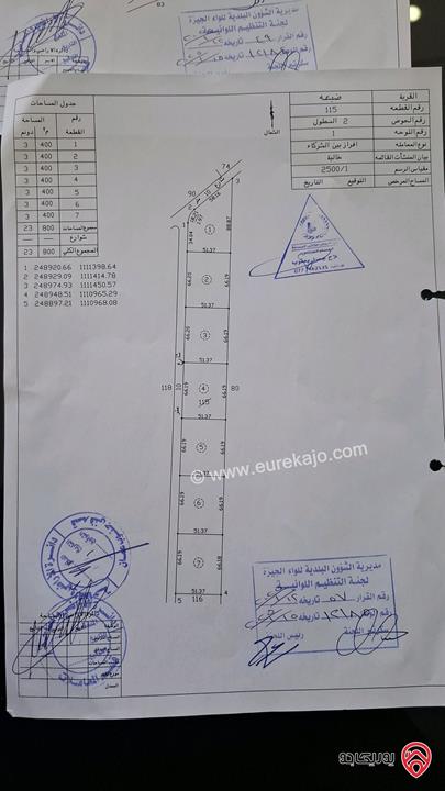 قطع اراضي مساحات 3400م - 3660م للبيع من أراضي جنوب عمان - منطقة ضبعه