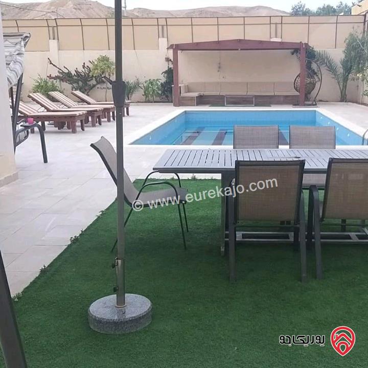 شـاليه مـفروش مساحة الأرض 550م والبناء 150م للبيع في البحر الميت منطقة الشونة الجنوبية الجوفة