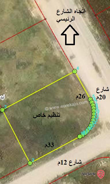 أرض 912م للبيع في اربد - من اراضي ايدون ضمن حوض الجزيرة الغربية 