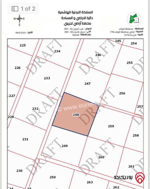 للبيع قطعة ارض في الزرقاء - قاع خنا بجانب المزارع مساحة 12 دنم