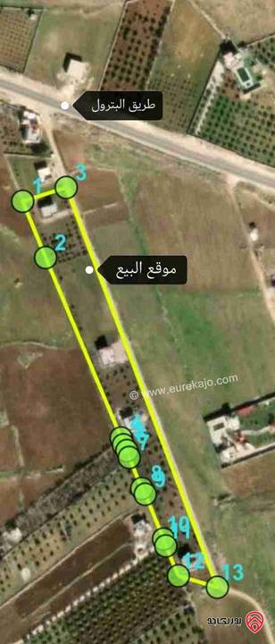 قطعة أرض مساحة 2 دونم للبيع في اربد - جحفية طريق البترول