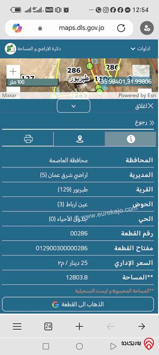 قطعة أرض 2500 متر من أرض مشتركة للبيع في عمان - طبربور حوض عين ارباط