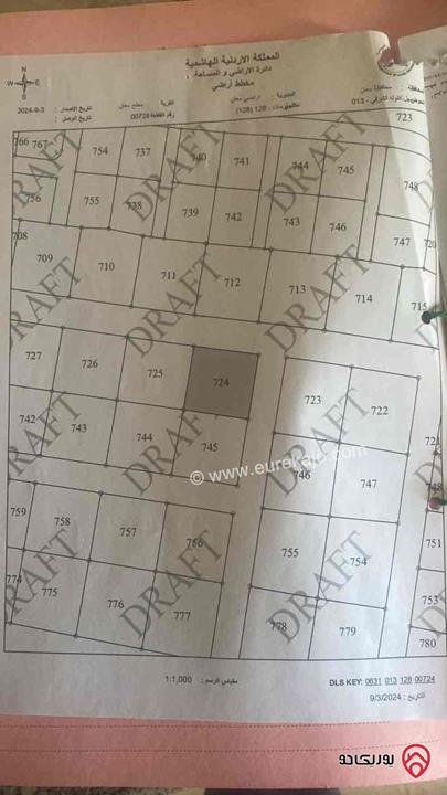 ارض مساحة 855م للبيع في معان 