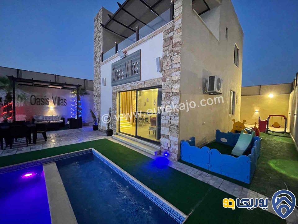 شاليه الواحة مساحة الأرض 300م ومساحة البناء 160م للبيع في البحر الميت