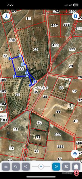 أرض مساحة 4 دونم و 254 متر للبيع من أراضي غرب عمّان/ عراق الأمير - مطلة على البحر الميت و الأراضي المقدسة