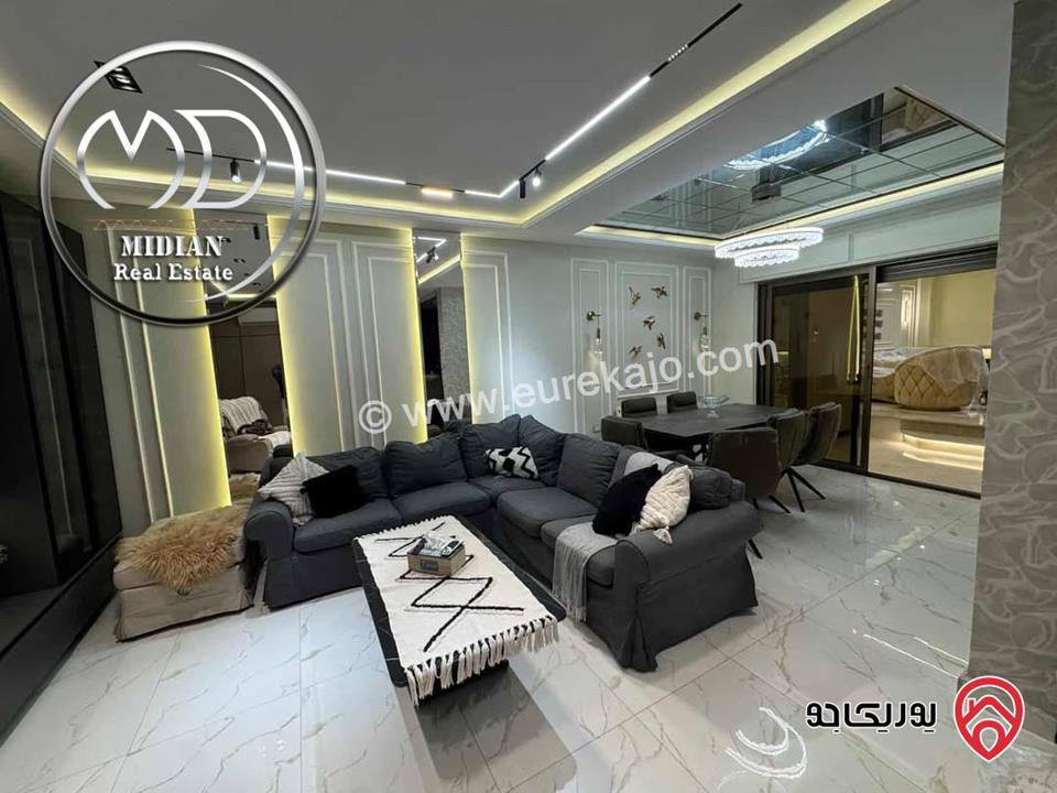 شقة شبه ارضي مفروشة للايجار في عمان - عبدون مساحة 140م مع ترس و حديقة 130م تشطيبات و ديكورات عصرية فرش فاخر جداً