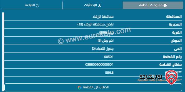 قطعة أرض مساحة 557م للبيع في الزرقاء - ضاحية المدينة المنورة 