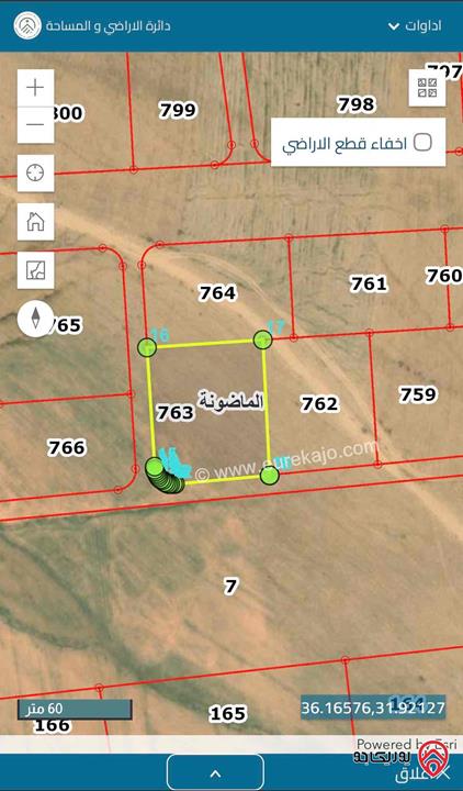 قطعة ارض على شارعين مساحة 4 دونم و 308م للبيع في عمان - أحد الماضونة حوض(3) المشقل