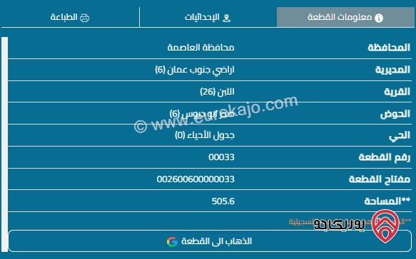 قطعة ارض مساحة 505م للبيع في اللبن