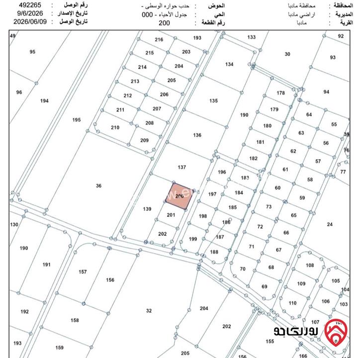 أرض مميزة مساحة 900م للبيع في مادبا