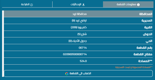 قطعة أرض مساحة 524م للبيع في اربد - كفر يوبا 