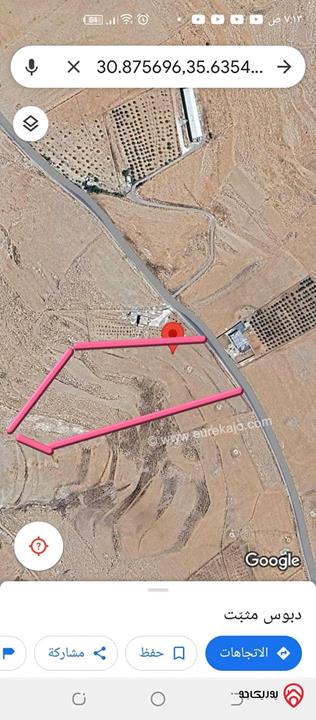 قطعة أرض مساحة 15 دونم و 877م للبيع في الطفيلة 