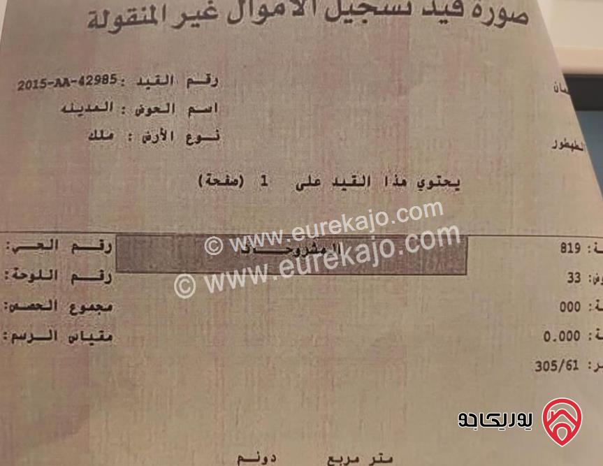 أرض سكني مساحة 544م للبيع في عمان - جبل الحسين