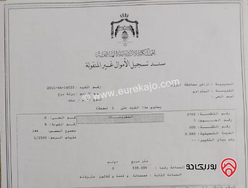 قطعة أرض مساحة 535م للبيع في الزرقاء الجديدة