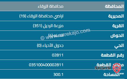 قطعة أرض مساحة 300 م للبيع في الزرقاء - ضاحية الأمير هيا