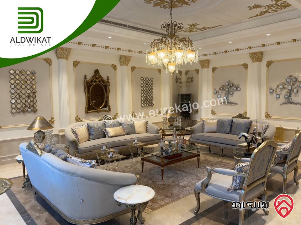قصر للبيع في عمان - دابوق مساحة الارض 2650م ومساحة البناء 2000م ومساحة الحديقة 1500م ومساحة الترس 400م