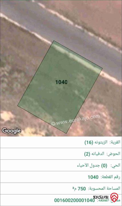 أرض مساحة 750م للبيع في عمان - الزيتونة 16 - الدفيانة 2