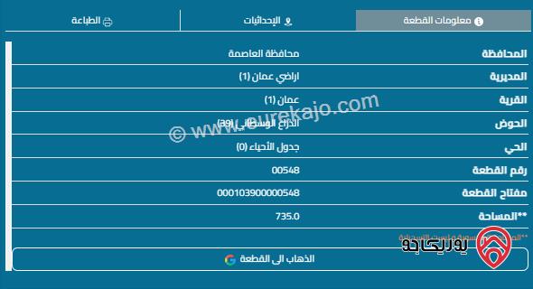 قطعة أرض مساحة 728م للبيع في ضاحية الياسمين 