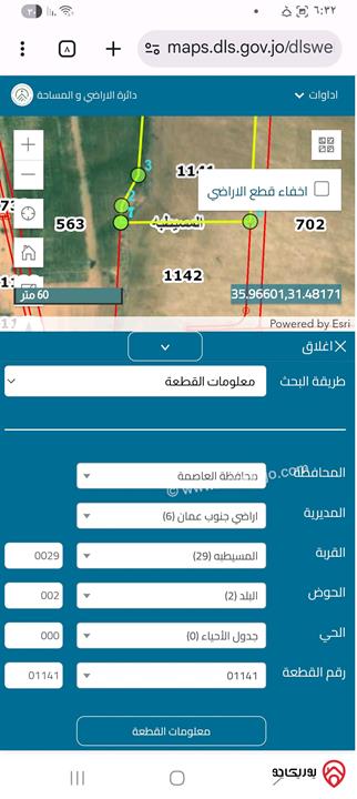 قطعة أرض مساحة 4 دونم ونصف للبيع من أراضي جنوب عمان - المسيطبه بسعر مغري جدا