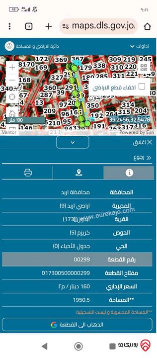 قطعة ارض مساحة  1070متر مربع للبيع في اربد - ايدون