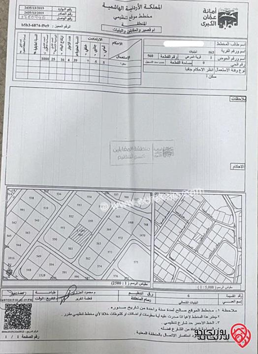 قطعة ارض مساحة 1 دونم و 90م للبيع في عمان - البنيات خلف الشابات المسلمات 