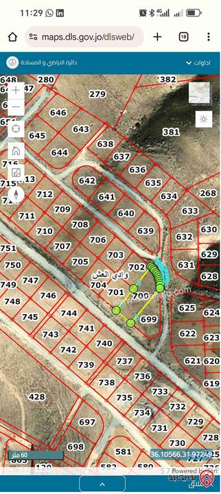 قطع اراضي عدد 70 قطعة مساحات 750م - 1000م للبيع في عمان - وادي العش