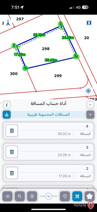 قطعة ارض مساحة 712م للبيع في السلط - اليزيدية