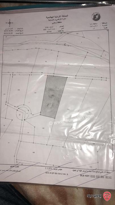 قطعة أرض مساحة 5 دونم و 500م للبيع في مادبا من أراضي ذيبان - قرية لب