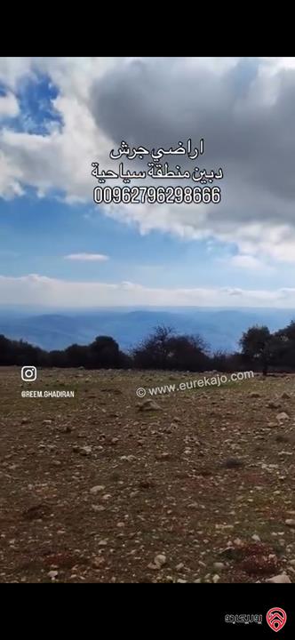 قطعة ارض استثمارية مساحة 1 دونم سياحية للبيع في جرش دبين