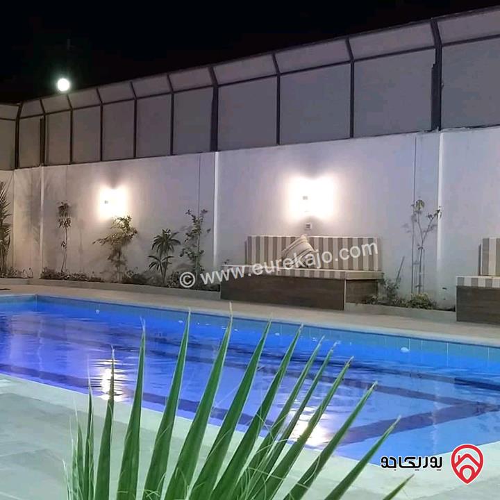 شـاليه مـفروش مساحة الأرض 550م والبناء 150م للبيع في البحر الميت منطقة الشونة الجنوبية الجوفة