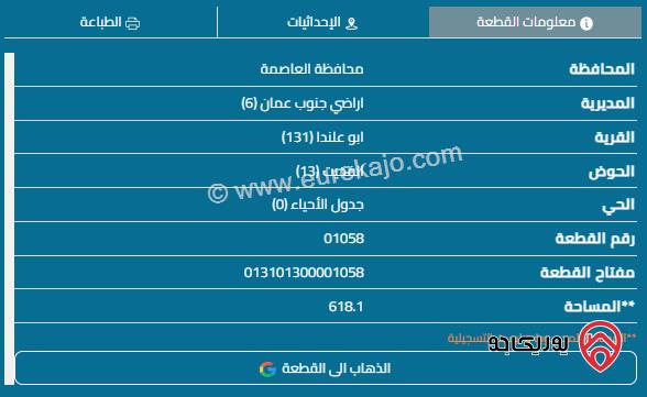 قطعة أرض مساحة 618م للبيع في عمان - أبو علندا	