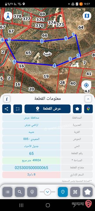 مزرعة مساحة 10 دونم للبيع في جرش - عنيبة الرياشي