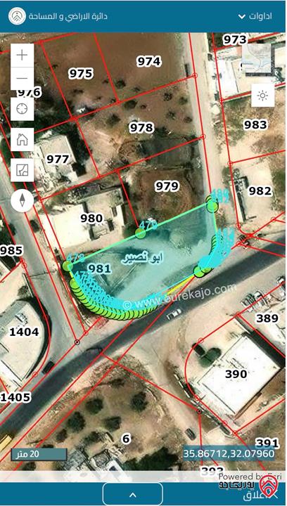 قطعة أرض تجارية مساحة 1 دونم و 114م للبيع حسب الرغبة بين 300م و 364م في عمان - ابو نصير