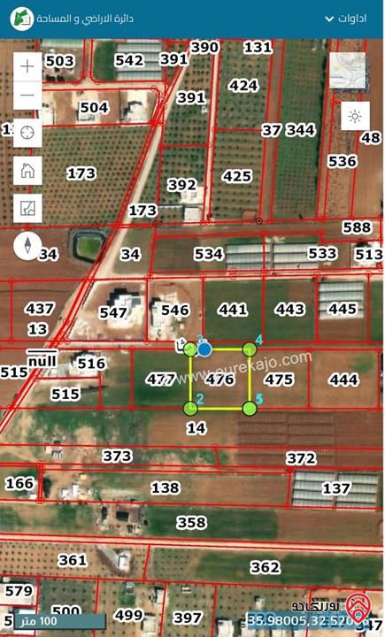 قطعة أرض مساحة 4 دونم للبيع في اربد - الرمثا