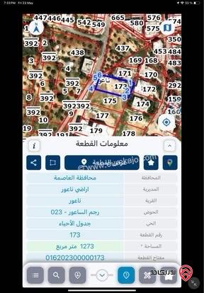 قطعة ارض مميزة مساحة 1 دونم و 273م للبيع في عمان - ناعور