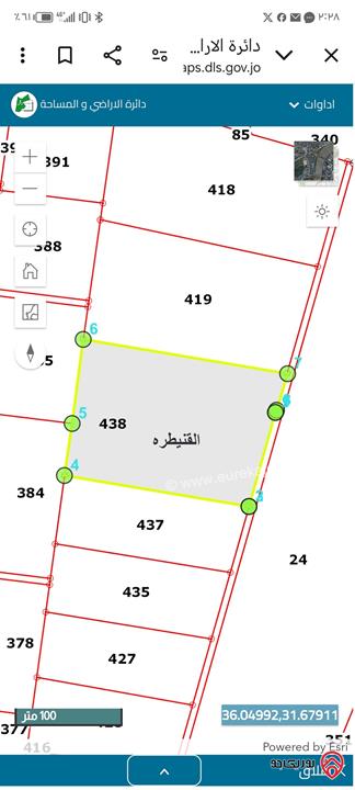 قطعة ارض مساحة 3500م للبيع من اراضي جنوب عمان - القنيطره 