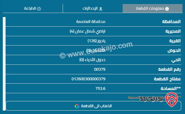 قطعة أرض مساحة 754م للبيع في عمان - الجبيهة 