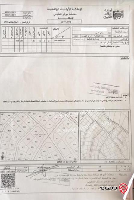 أرض مساحة 757م للبيع في عمان - حجار النوابلسة الظهير