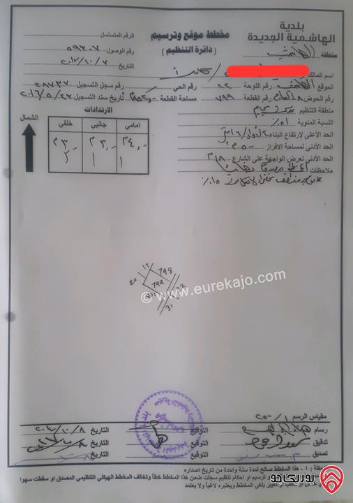 قطعتين أرض مساحات 514م / 852م على شارعين للبيع في الزرقاء - الهاشمية