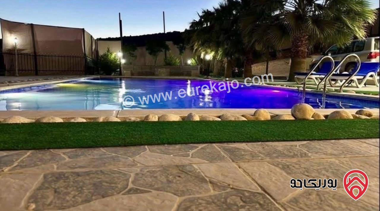 شاليه ومزرعة مساحة الأرض 3 دونم و 404م والبناء 150م للبيع في جرش